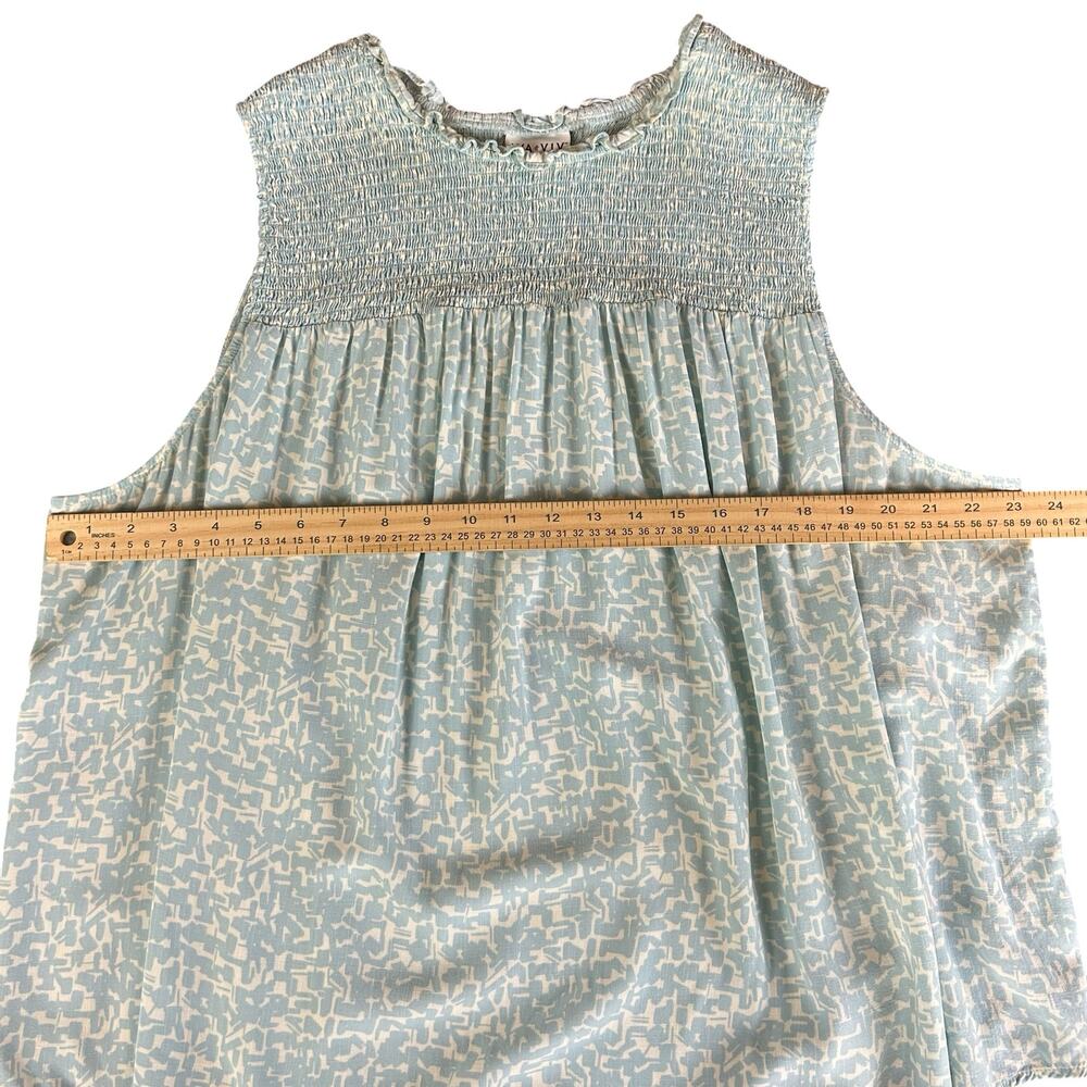 Ava & Viv Top Size 3X Light Blue White Smocked Rayon Cottage Boho Ruffle Blouse - Picture 8 of 11